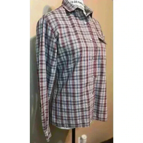 Vintage 1970s Levi Strauss Plaid Button Front Shirt. Women’s Size 12 Pink Blue - Picture 4 of 10